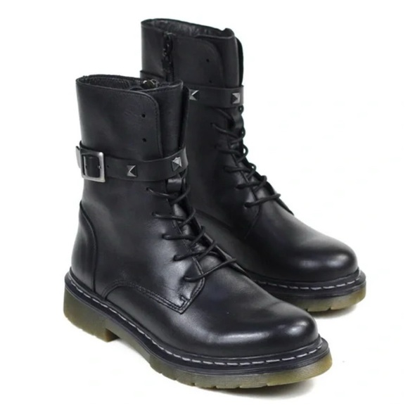 Cubanas Shoes - CUBANAS • Black Leather Combat Boots Includes Box